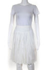 J Crew Womens Cotton Pleated A-Line Knee Length Skirt White Size 0