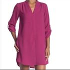 Lush Women's Shift Dress V-neck Pockets Casual Pink Medium
