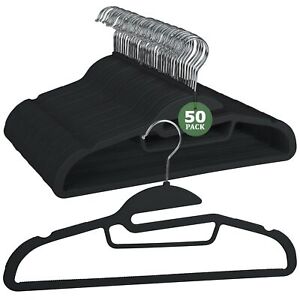 Plastic Hangers, 50 Pack Coat Hangers Rubber Coated Clothes Hangers with Non-...