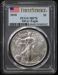 2018 $1 American Silver Eagle Dollar PCGS MS 70 First Strike