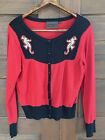 Voodoo vixen sweater  extra large red white seahorses embroidered Pin Up Retro