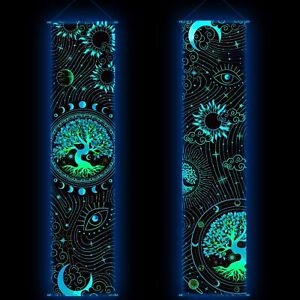 New Listing2 Black Light Art Wall Decor Trippy Blacklight Tapestry UV Reactive Tapestry