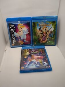 Lot Of 3 Disney Blu-ray Movies - Cinderella, Tangled, The Princess And The Frog