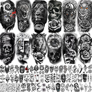 68 Sheets Large Half Arm Sleeve Temporary Tattoos for Men Women Forearm, Tribal