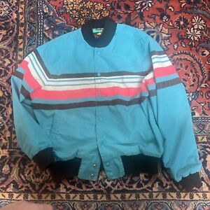 Wrangler Brushpopper Striped Jacket Medium Teal Pink M Western Vintage 90s