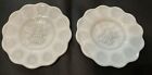 2 Vintage Milk Glass Plates With Grapes 6” Round White Heavy