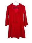 Vintage Juicy Couture Terry Cloth Dress Hooded Red Beach Swim Cover Size P XS