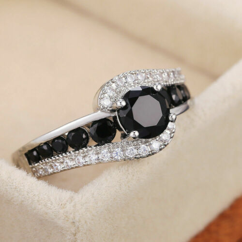 Cubic Zirconia Rings Silver Plated Ring Elegant Jewelry Size 6-10 Lab-Created