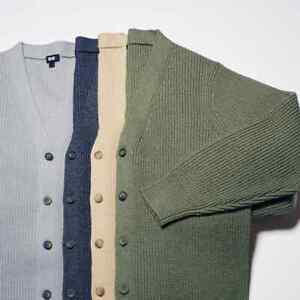 UNIQLO Middle Gauge V-Neck Cardigan Gray/Beige/Olive/Blue Japan Size XS-4XL NWT