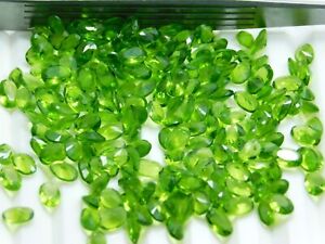 50 Pcs Natural Peridot Untreated 5.9x3.8x2.5mm Oval Faceted Cut Gemstone Lot AA+