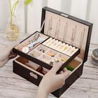 New Simple Double-Layer Large-Capacity Jewelry Storage Box With Lock - Wooden PU