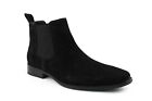 Genuine Suede Men's Black Chelsea Boots Almond Toe Leather Lining AZAR MAN