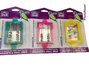 X's 3  - Vo-Toys Bird Mirror With Counting Beads Plastic Toy Colors Vary - Lot