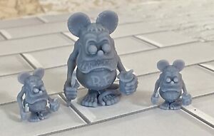 3x Resin Rat Fink Figurines for model truck bed or diorama; 3D Print.