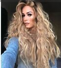 New Listing100% Human Hair New Women's Long Natural golden blond Wavy Full Wig 28 Inch