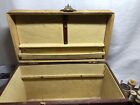 Super Vintage Sewing Box. Painted Canvas And Brass Lock & Sturdy
