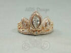 Rapunzel Tangled Ring Princess Rose Gold Plated Tiara Queen Crown Ring Jewelry