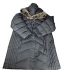 London Fog Women's Size Medium Faux-Fur Down Quilted Puffer Coat Jacket Trench