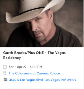 Garth Brooks Live Vegas April 27 2024- 4 Seats, Front Section 106 Row L 607-610