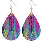 Colorful Dots Stripe PU Leather Earrings for Women Two Sided Gift Trendy Fashion