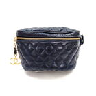 Chanel Waist Pouch Bag  Navy Blue Lamb Skin 1187296