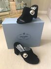 Women's Prada Shoes Black Suede Mules Size 39EU/9US $899
