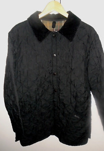 BARBOUR~Black Quilt Stitch Signed Snap Cord Collar Jacket/Sleek & Superb