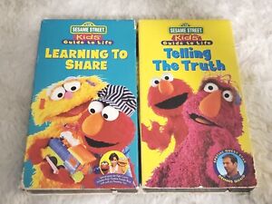 SESAME STREET Kids Guide To Life 2 VHS Lot LEARNING TO SHARE Telling The Truth