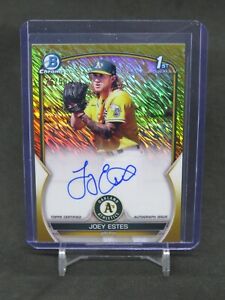 New Listing2023 BOWMAN CHROME JOEY ESTES GOLD SHIMMER REFRACTOR AUTO /50 ATHLETICS BY2