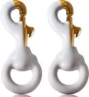 Anley Flag Accessory - 1 Pair White Rubber Coated Brass Swivel Snap Hook 3.3 In