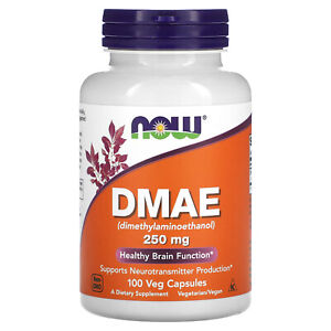 Now Foods DMAE 250 mg 100 Veggie Caps GMP Quality Assured, Vegan, Vegetarian