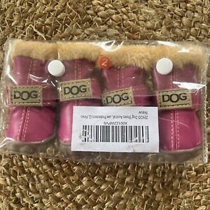 ZEKOO Snow Small Dog Shoes Boots Anti Slip Waterproof Rubber Sole, Pink Size 2