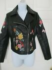 Romeo & Juliet Couture Embroidered Floral Moto Biker Jacket Size M