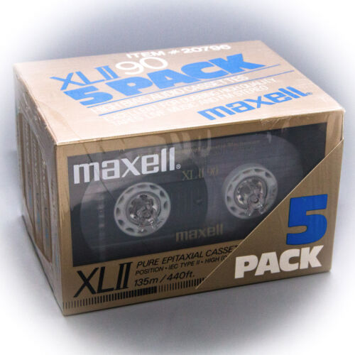 NEW 5-Pack Maxell XL II 90 Pure Epitaxial Blank Cassette Tape Position IEC High