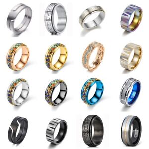 Women Men's Titanium Stainless Steel Party Jewelry Punk Rings Gifts Size 6-13