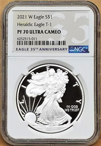 2021 w proof silver eagle type 1 ngc pf70 ultra cameo 35th label