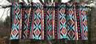 Tribal Aztec Valance Western Turquoise Southwestern Farmhouse Kitchen Curtain