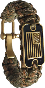 Paracord Bracelet - Tactical Survival Bracelet for Men with Bronze USA Flag - 3