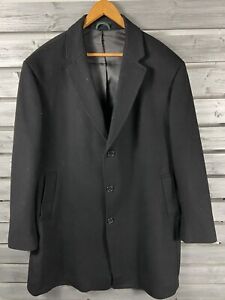 Lauren Ralph Lauren Wool Cashmere Black Button Up Trench Coat Jacket Mens 52R