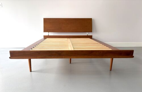 New ListingDWR George Nelson Thin Edge Bed by Herman Miller, Size Full, Walnut, Taper Legs