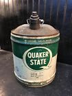Vintage Quaker State 5 Gallon Oil Can 1960s Plastic White Handle Free Shipping