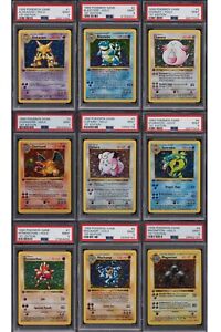 Complete 1999 PSA 9 1st Edition Base Set Shadowless 103/102 Pokemon Cards
