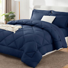 New ListingQueen Bed in a Bag 7 Pieces Comforter Set with Comforter and Sheets Navy Blue Al