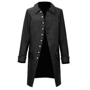 Retro Victorian Men's Military Trench Coat Gothic Steampunk Costume Long Jacket
