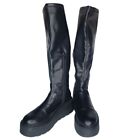 Steve Madden Astor Black Faux Leather Platform Tall Goth Grunge Boots size 8.5