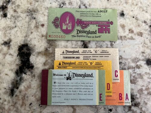 New ListingOLD VINTAGE DISNEYLAND ADULT A-E TICKET/COUPONS  June 1976-Disney