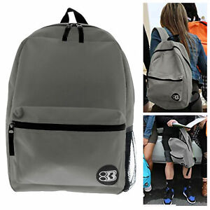 1 Gray Backpack School Book Bag Hiking Camping Travel Sport Back Pack Unisex 16