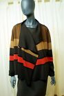 AKRIS Reversible Brown Striped Wool & Silk Cardigan SZ 46 = US 14 - NWT $1990.