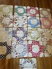 Lot of 17 ~Hand Pieced Vintage QUILT BLOCKS-BOW TIE 14.5” Square All Cotton SEE