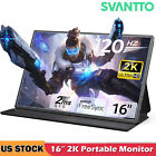 SVANTTO 16” 120Hz Portable Monitor 2K Type C VESA Gaming Monitor For Laptop PS
